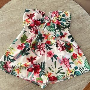 Floral Strapless Romper